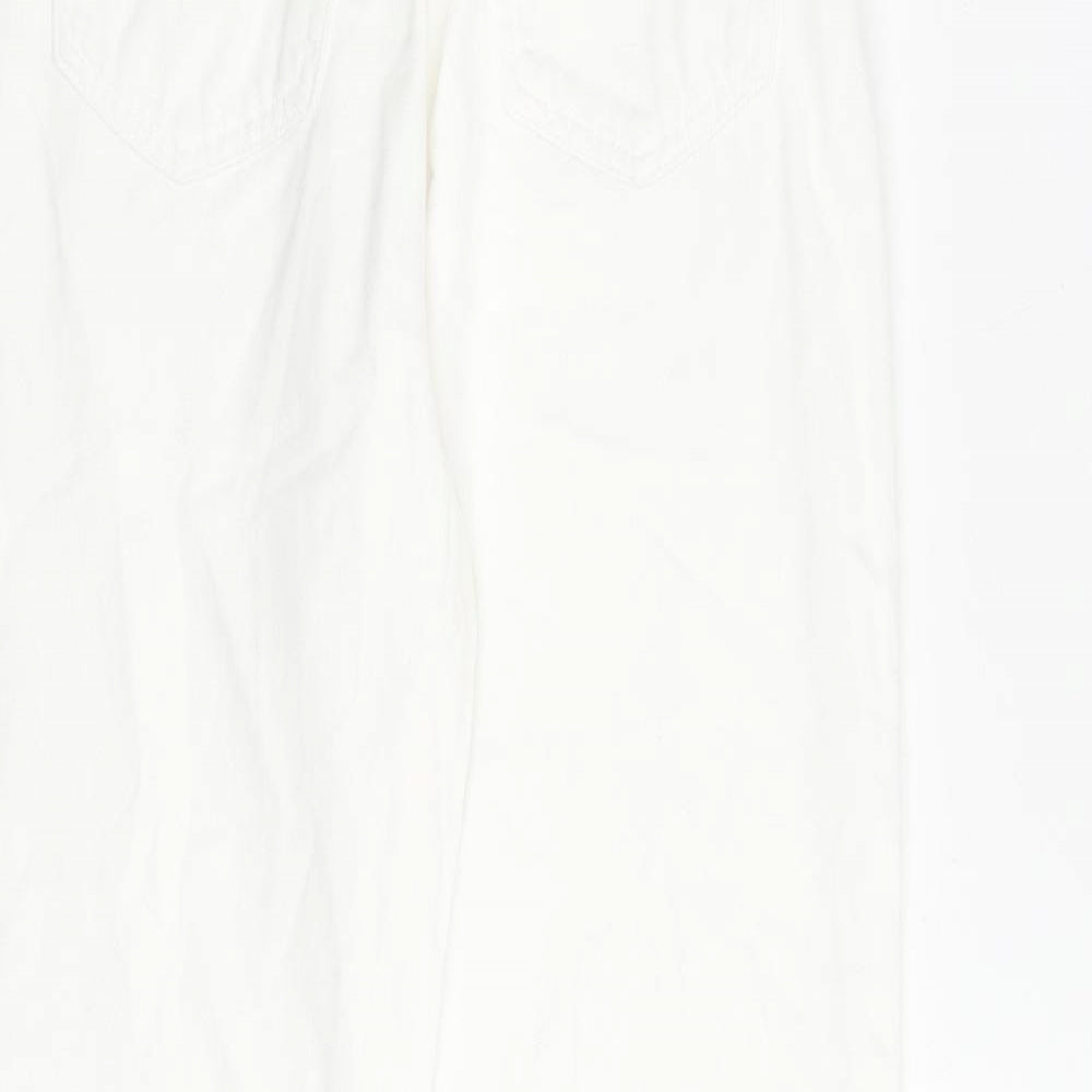 Zara Womens White Cotton Straight Jeans Size 4 L24 in Regular Zip