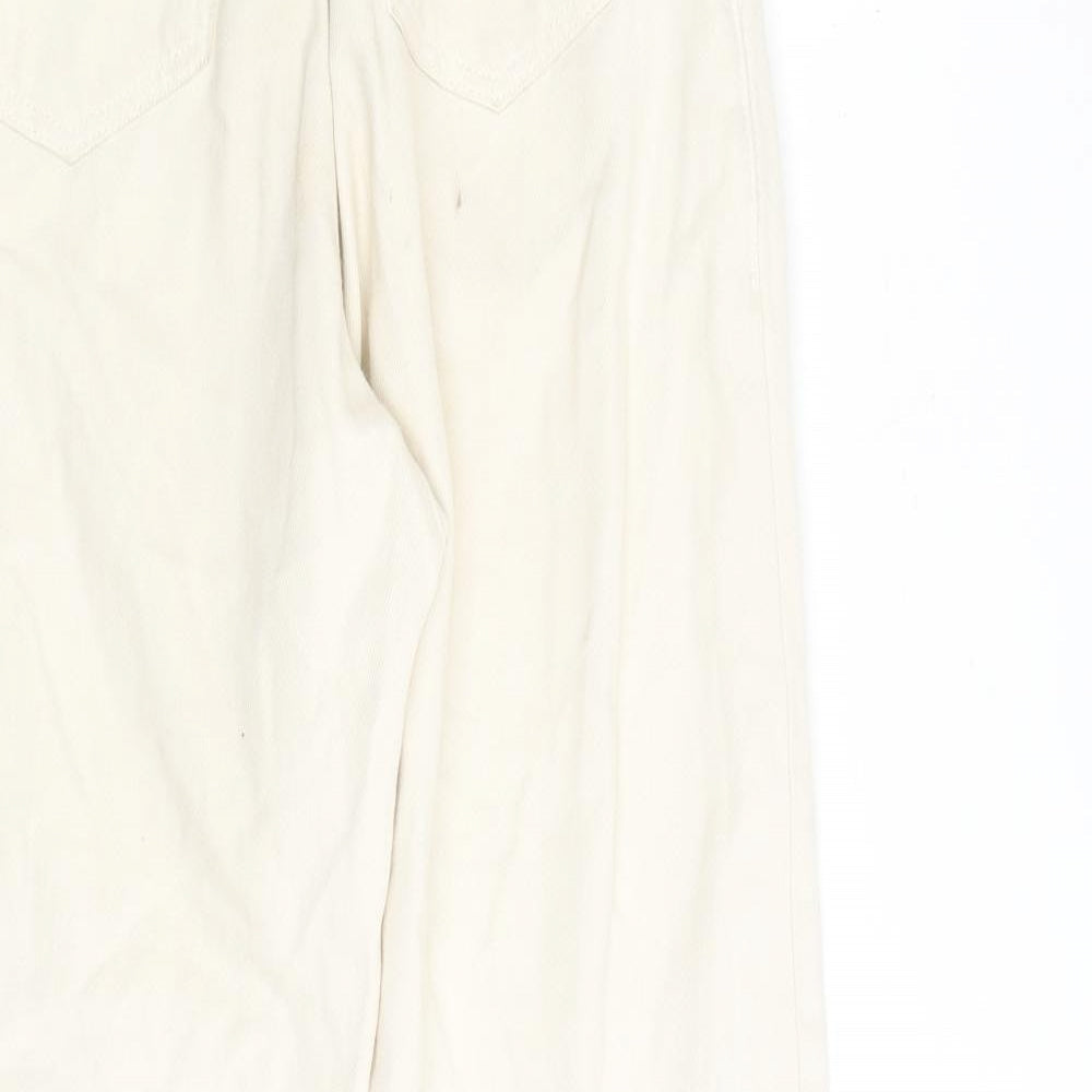 Zara Womens Beige Cotton Straight Jeans Size 4 L28 in Regular Zip