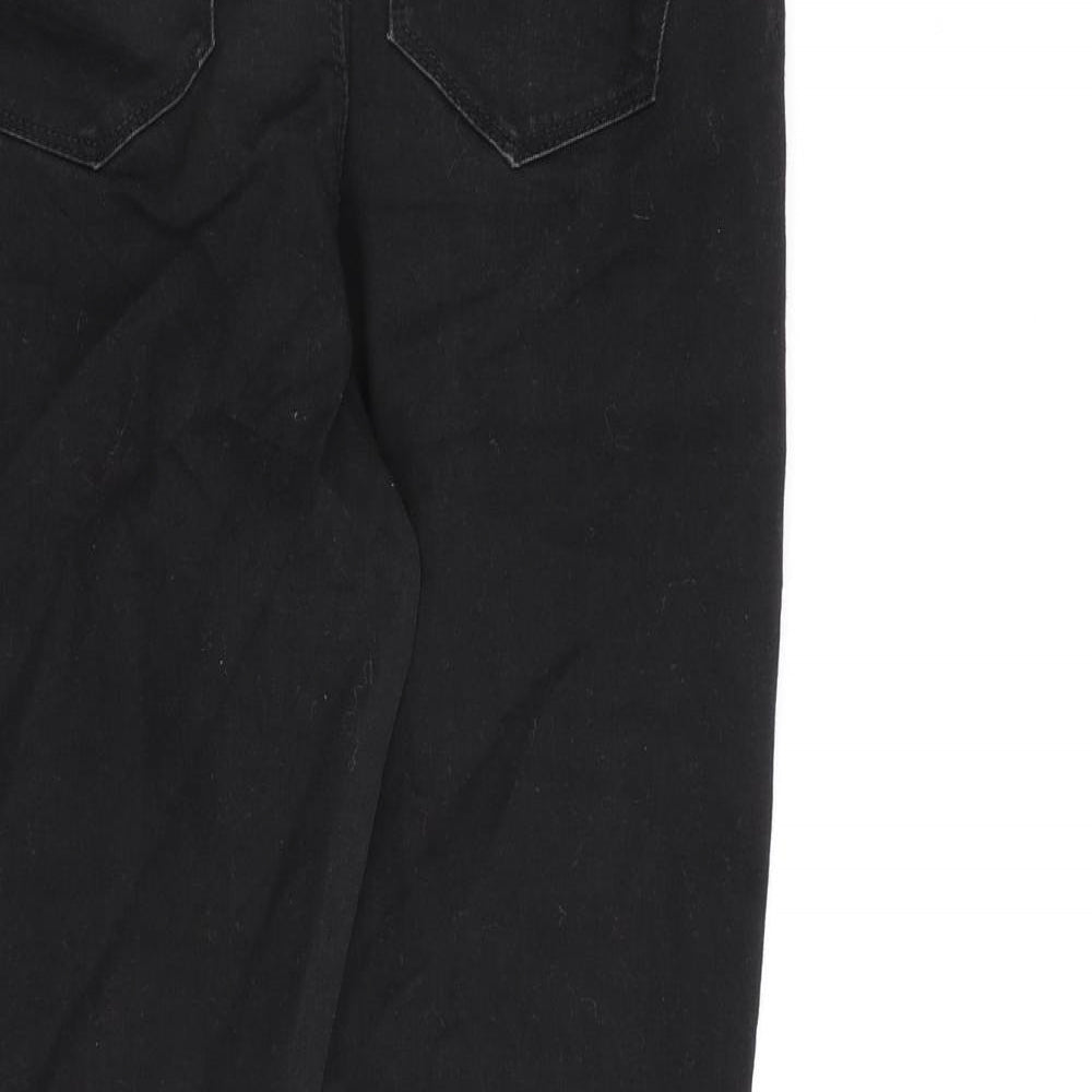Denim & Co. Womens Black Cotton Straight Jeans Size 14 L26 in Regular Zip