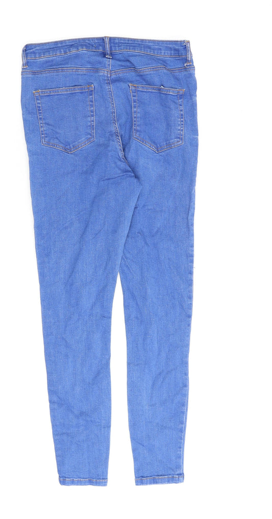 Denim & Co. Womens Blue Paisley Cotton Straight Jeans Size 14 L30 in Regular Zip