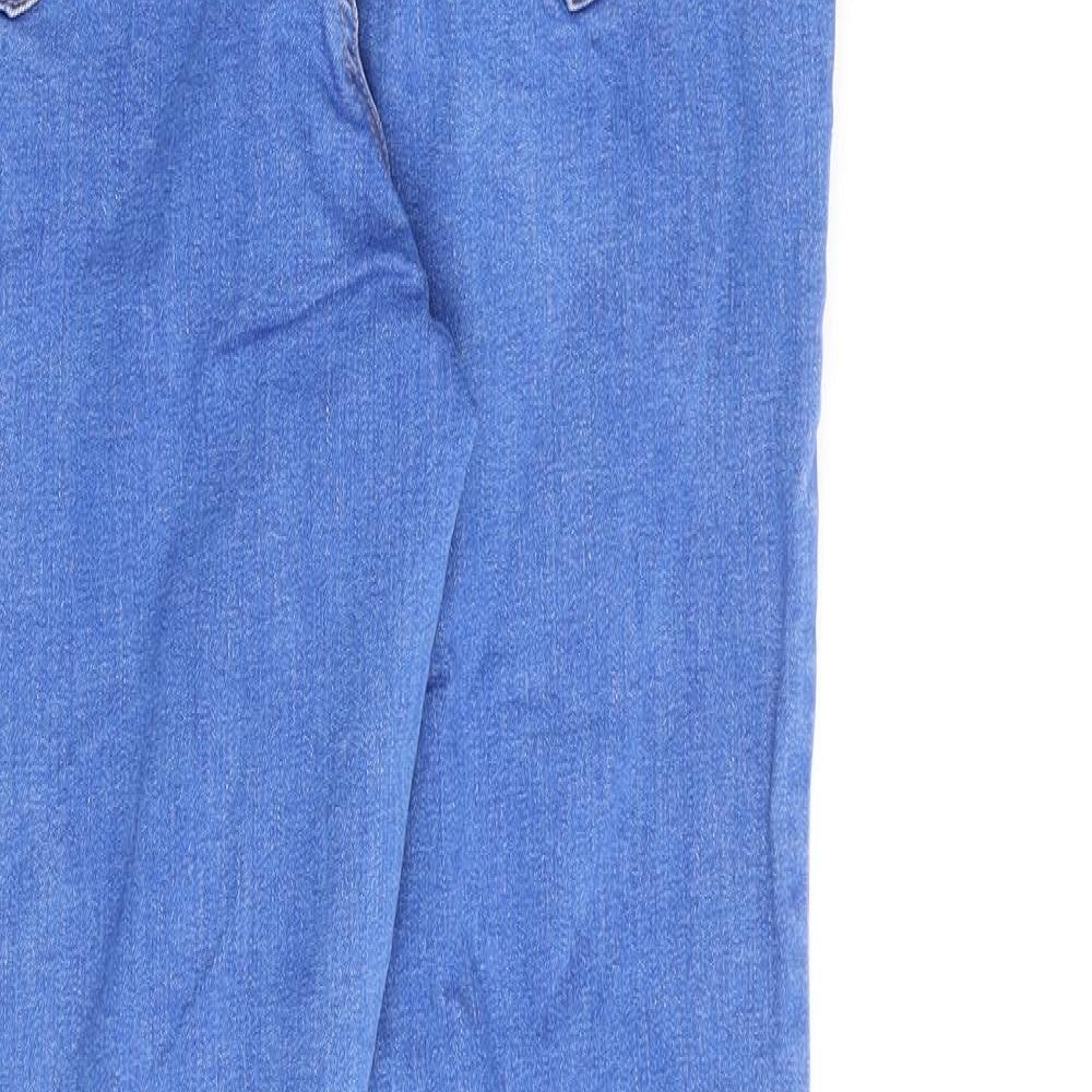 Denim & Co. Womens Blue Paisley Cotton Straight Jeans Size 14 L30 in Regular Zip