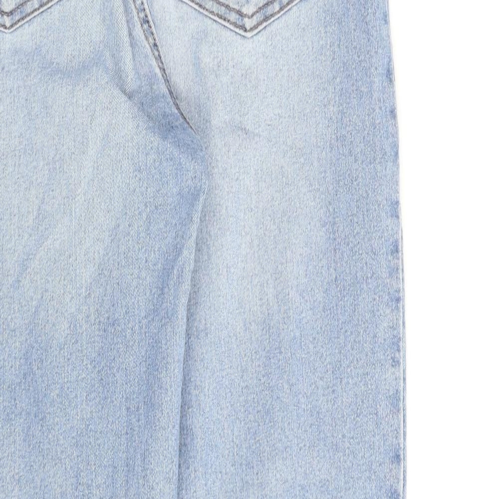 Denim & Co. Womens Blue Cotton Straight Jeans Size 8 L27 in Regular Zip