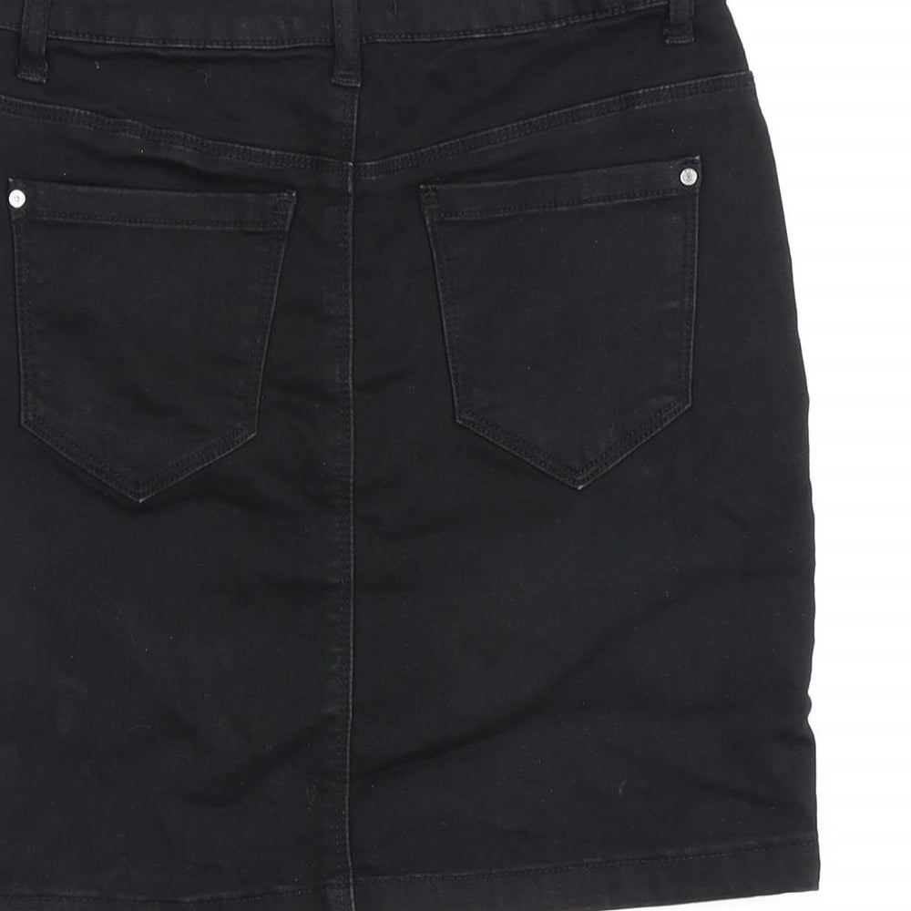 Missguided Womens Black Cotton A-Line Skirt Size 8 Zip