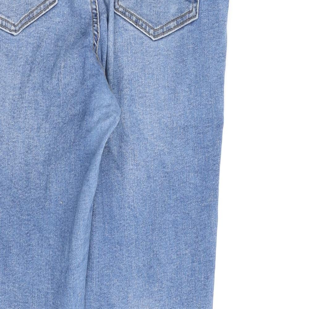 Denim & Co. Womens Blue Cotton Straight Jeans Size 14 L26 in Regular Zip