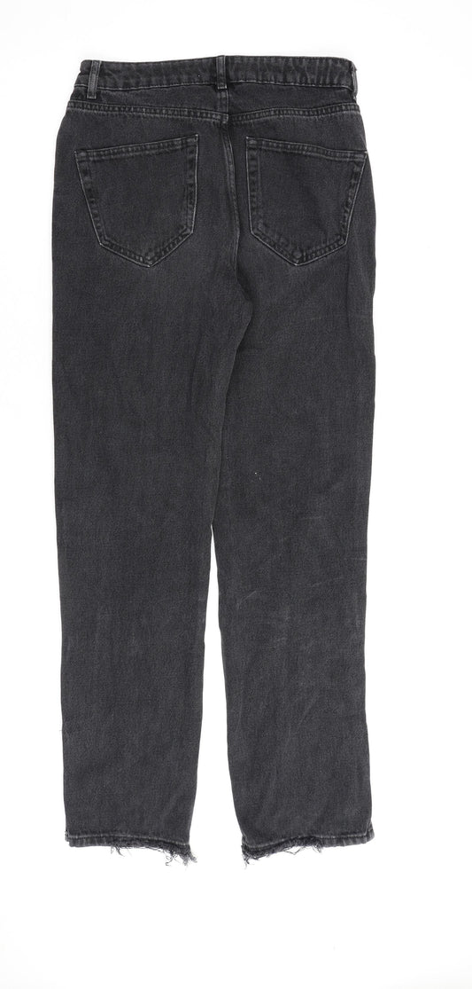 Denim & Co. Womens Grey Cotton Straight Jeans Size 10 L30 in Regular Zip