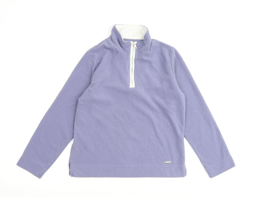 Additional front view of Active women’s purple polyester pullover sweatshirt, size UK 10, zip