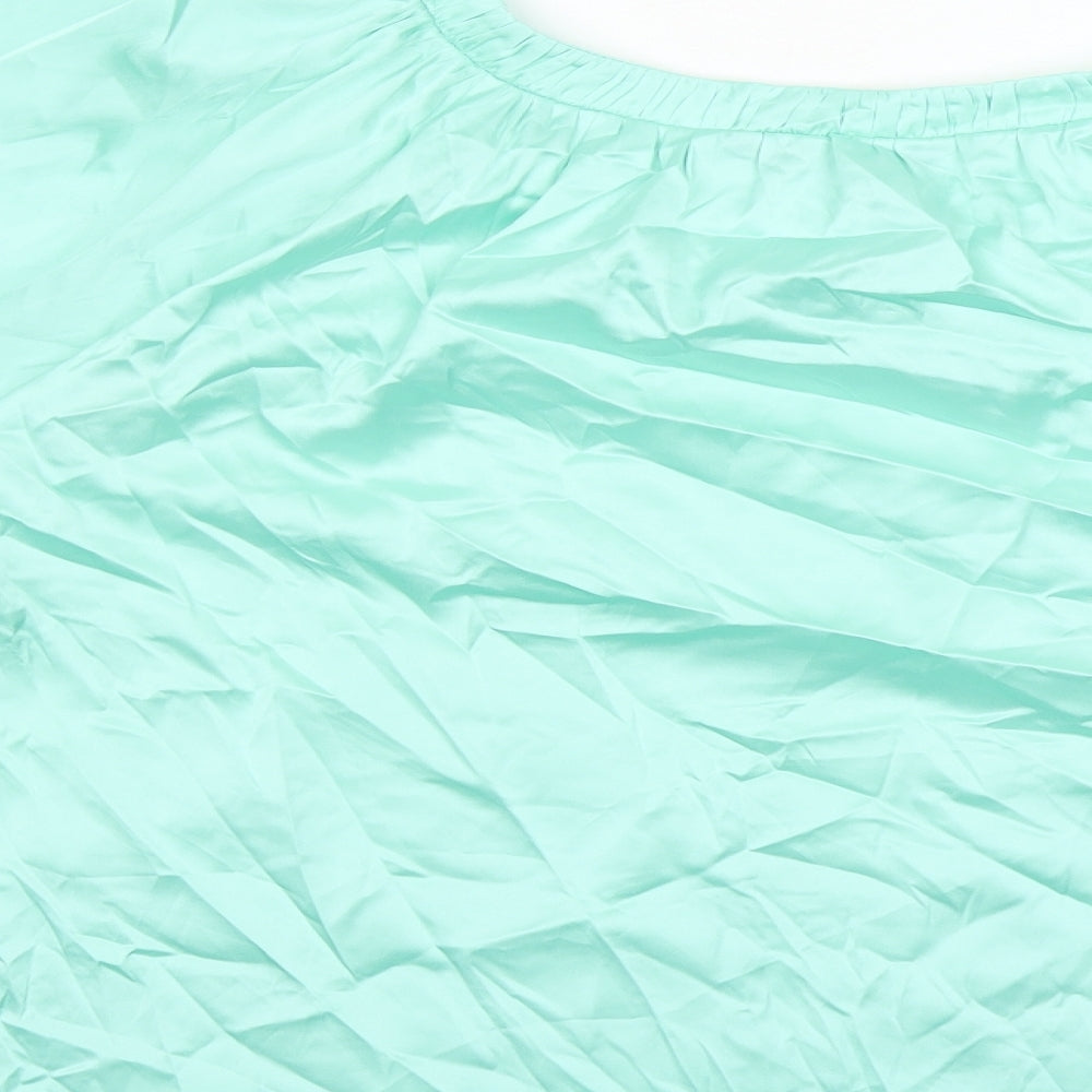 Marks and Spencer Womens Green Polyester Basic Blouse Size 14 Round Neck