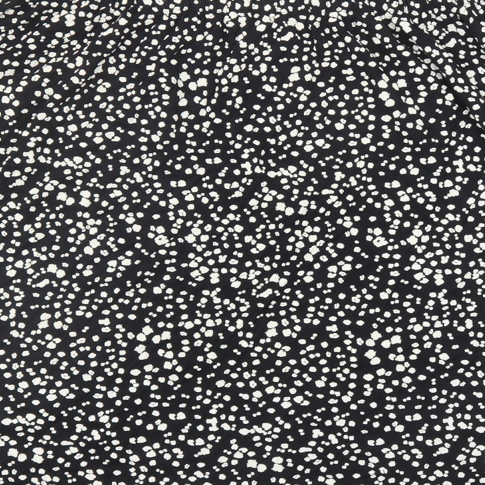 Marks and Spencer Womens Black Geometric Viscose Swing Skirt Size 22 - Elasticated Waist