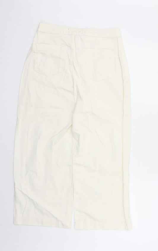 Phase Eight Womens Ivory Cotton Cropped Jeans Size 10 L24 in Regular Zip