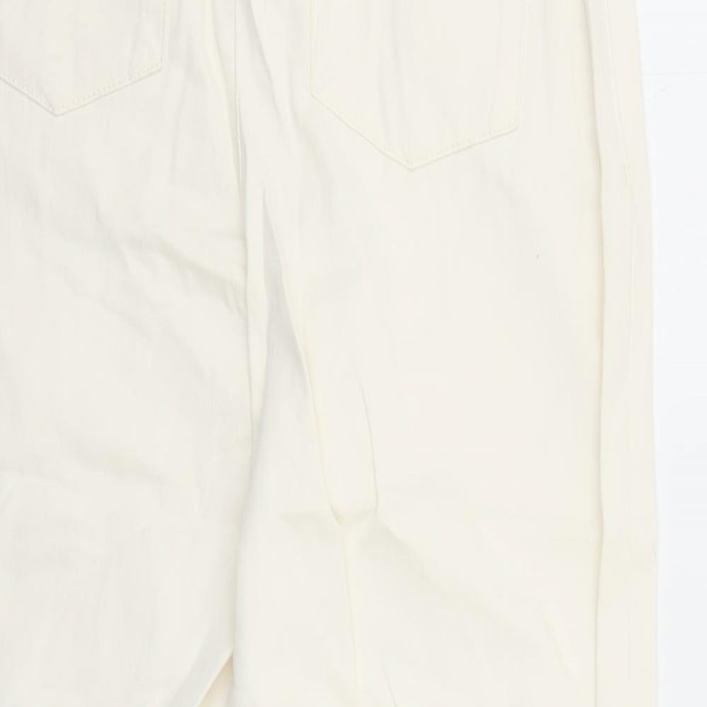 Phase Eight Womens Ivory Cotton Cropped Jeans Size 10 L24 in Regular Zip