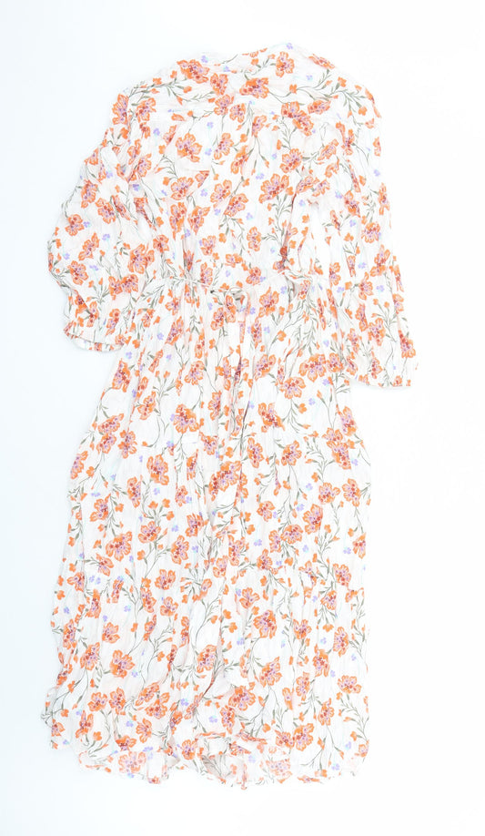 Per Una Womens Multicoloured Floral Viscose Wrap Dress Size 6 V-Neck Button