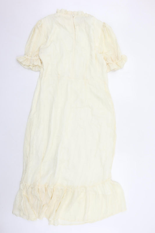 Finery Womens Ivory Striped Polyester Maxi Size 14 Round Neck Zip