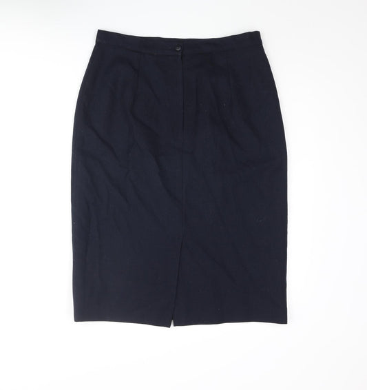 Classics Womens Blue Polyester Straight & Pencil Skirt Size 16 Zip