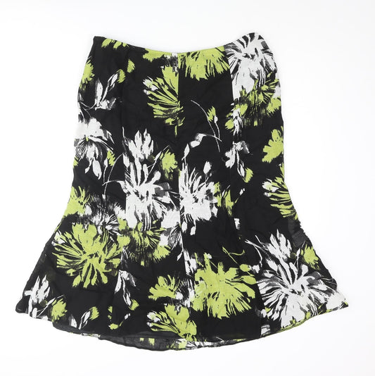CC Womens Multicoloured Floral Viscose Trumpet Skirt Size 14 Zip