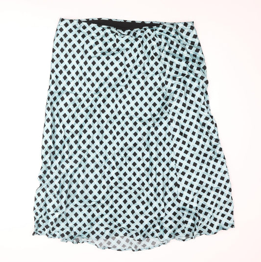 Marks and Spencer Womens Blue Check Viscose Flare Skirt Size 20