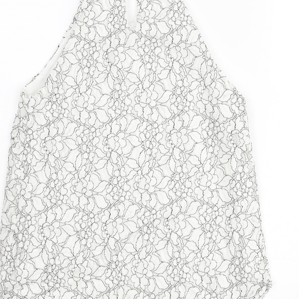 Dorothy Perkins Womens White Floral Cotton Camisole Blouse Size 8 Halter