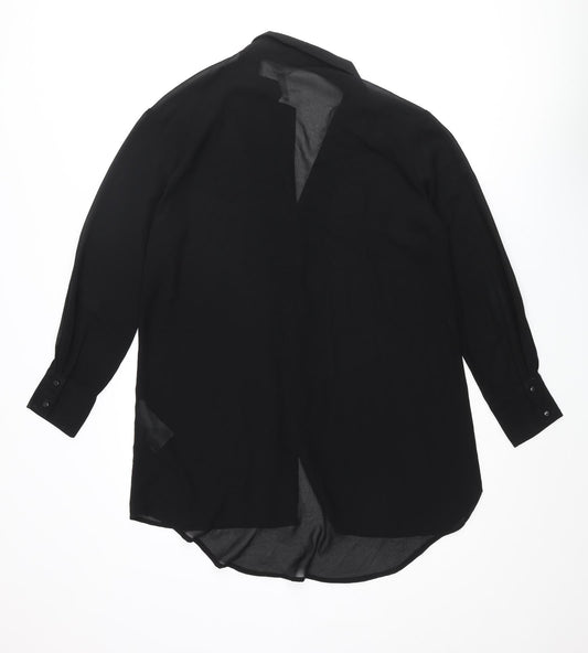 Womens UK Size 10 Object Black Tunic Button-Up