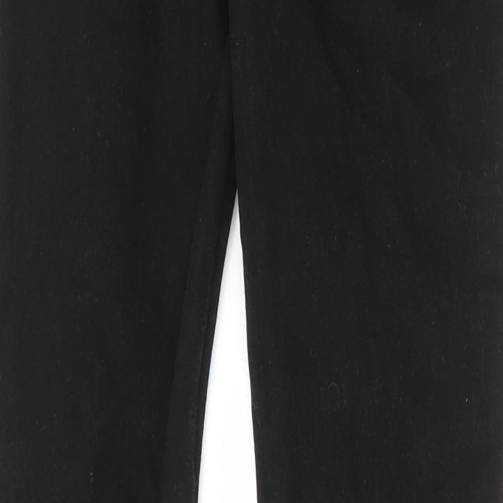 Brand and care label for Denim & Co. men’s black cotton skinny jeans, size 32, in regular zip - pockets, belt loops