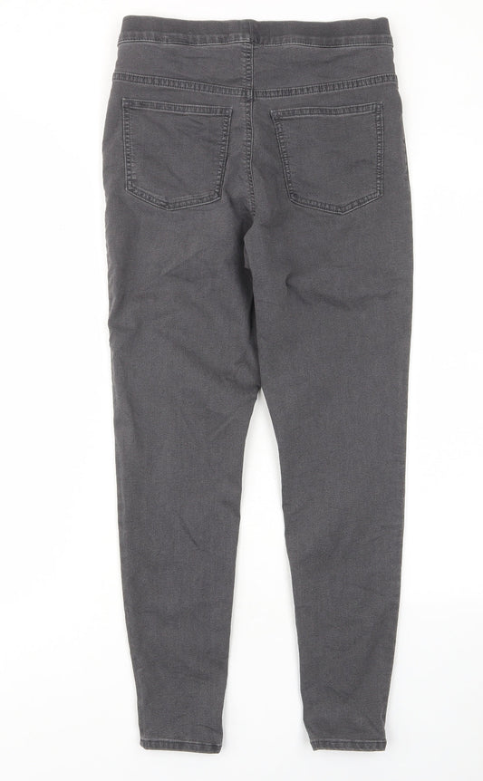 Marks and Spencer Womens Grey Cotton Skinny Jeans Size 10 L27 in Regular - Elastic waist