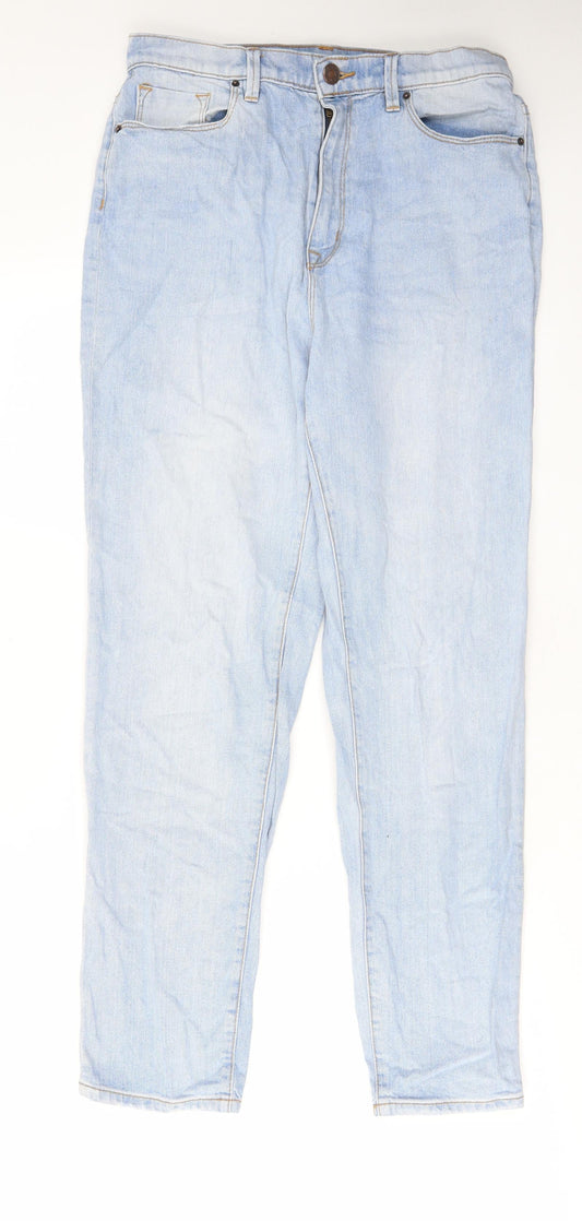 Additional front view of BDG women’s blue cotton straight jeans, size UK 30, in regular zip - pockets, belt loops