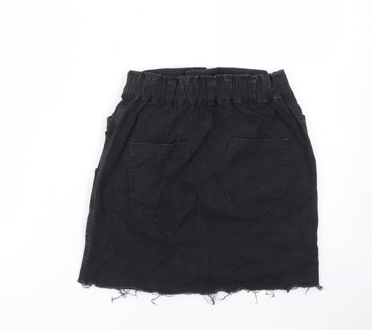 Hollister Womens Black Cotton A-Line Skirt Size XS Zip - Pockets, Belt Loops, Belted