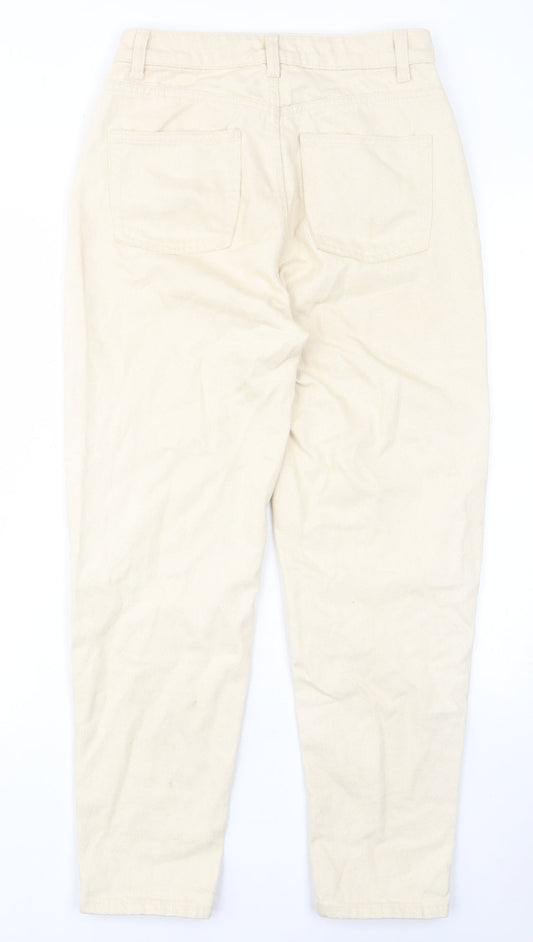 Denim & Co. Womens Beige Cotton Mom Jeans Size 10 L28 in Regular Button - Pockets, Belt Loops