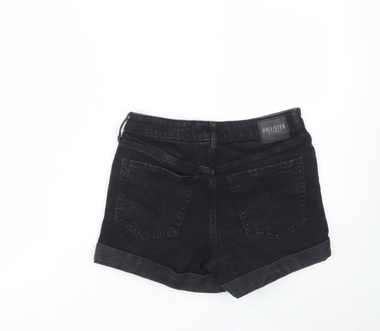 Hollister Womens Black Cotton Basic Shorts Size 28 in L3 in Regular Zip - Distressed, Pockets, Belt Loops