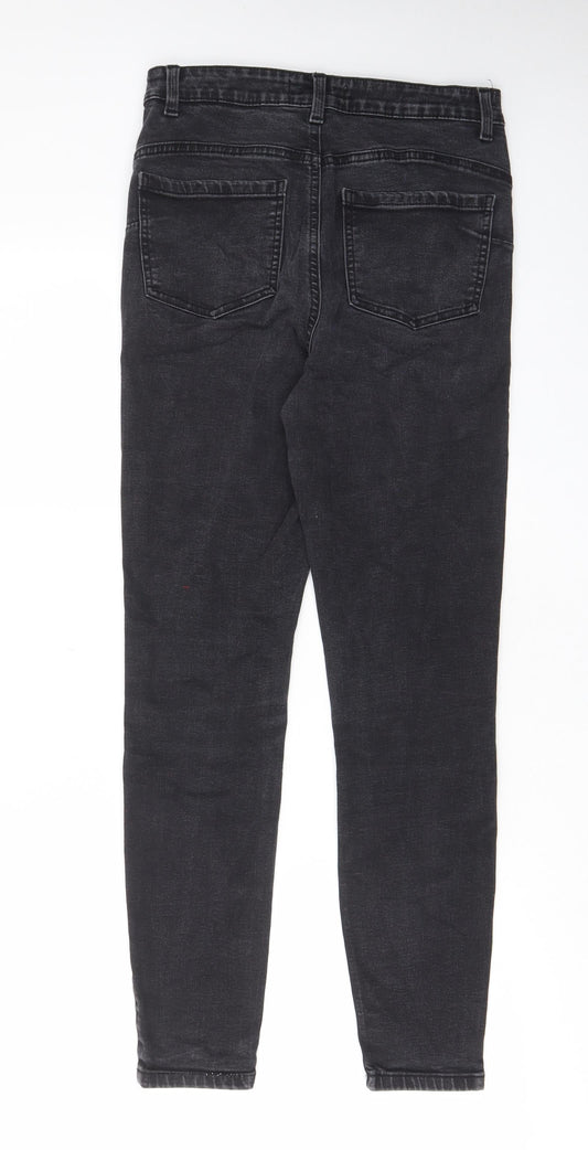 Denim & Co. Womens Grey Cotton Skinny Jeans Size 10 L28 in Regular Zip - Pockets, Belt Loops