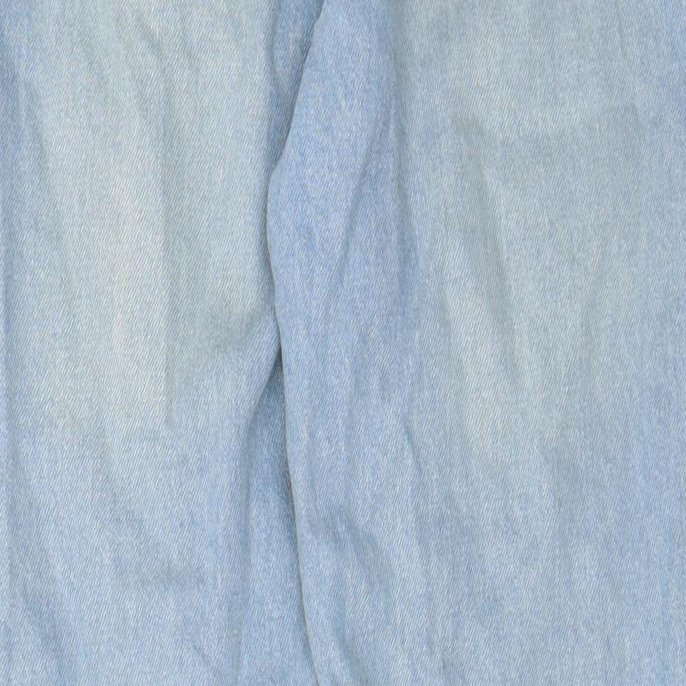 Boohoo Womens Blue Cotton Straight Jeans Size 6 L29 in Regular Zip - Pockets, Belt Loops