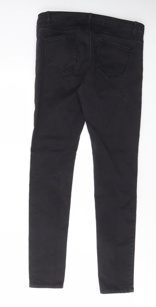 Denim & Co. Womens Black Cotton Skinny Jeans Size 10 L28 in Regular Zip - Pockets, Belt Loops