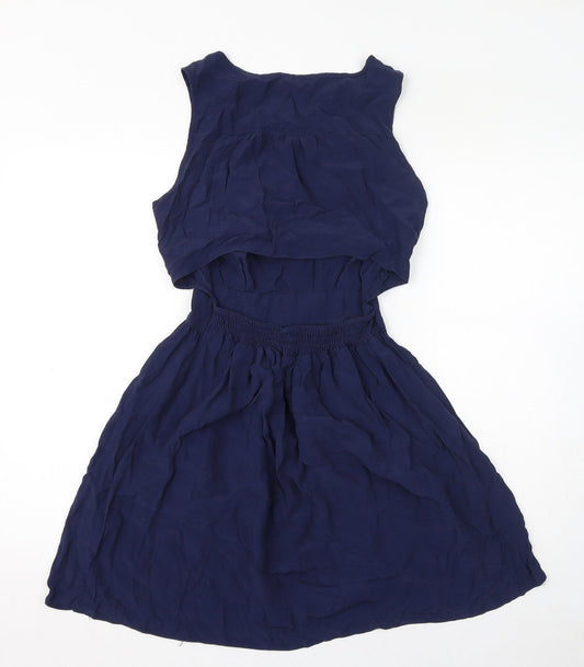 Miss Selfridge Womens Blue Polyester A-Line Size 12 Round Neck Pullover