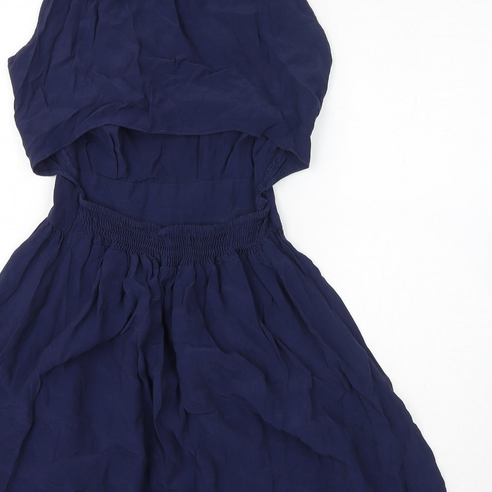 Miss Selfridge Womens Blue Polyester A-Line Size 12 Round Neck Pullover