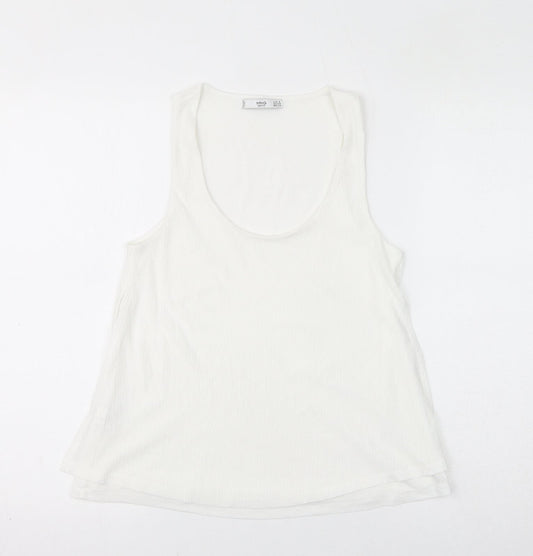 Womens UK Size S Mango White Basic Tank