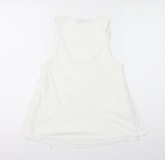 Womens UK Size S Mango White Basic Tank