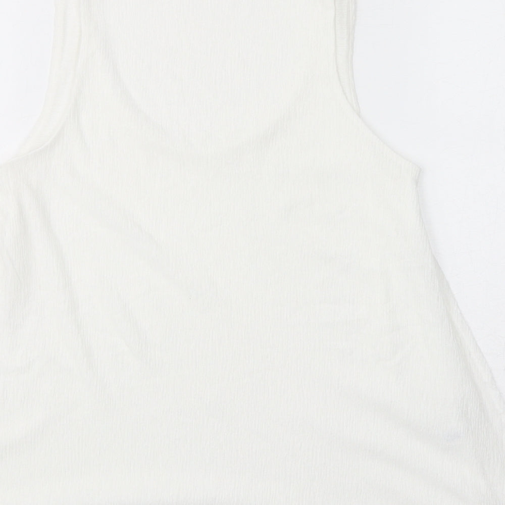 Womens UK Size S Mango White Basic Tank
