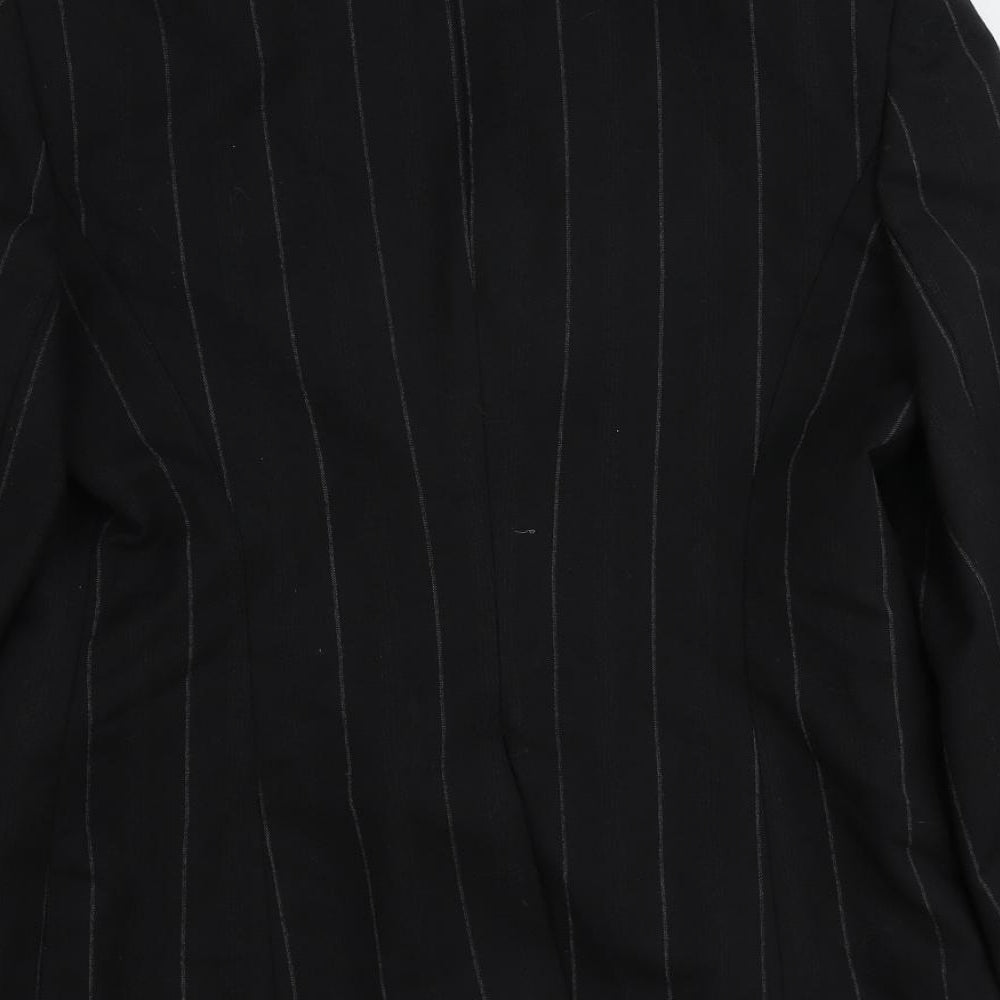 NEXT Womens Black Striped Wool Jacket Suit Jacket Size 10