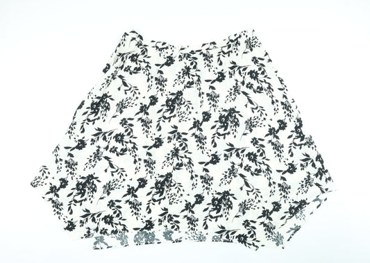 Marks and Spencer Womens Ivory Floral Polyester A-Line Skirt Size 24 Zip