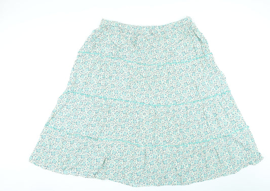 Per Una Womens Green Floral Viscose A-Line Skirt Size 20 in
