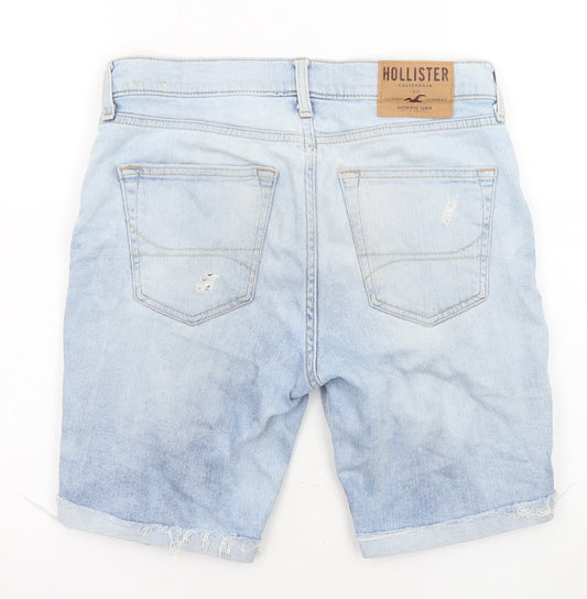 Hollister Mens Blue Cotton Bermuda Shorts Size 28 in L7 in Regular Zip - Pockets