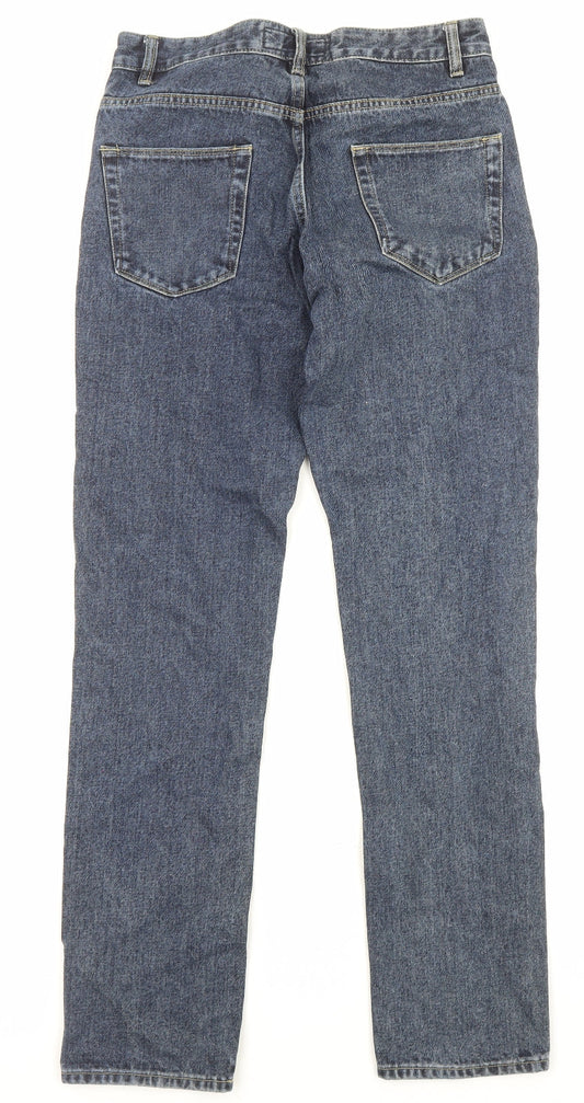 NEXT Mens Blue Cotton Straight Jeans Size 28 in L31 in Slim Zip - Pockets