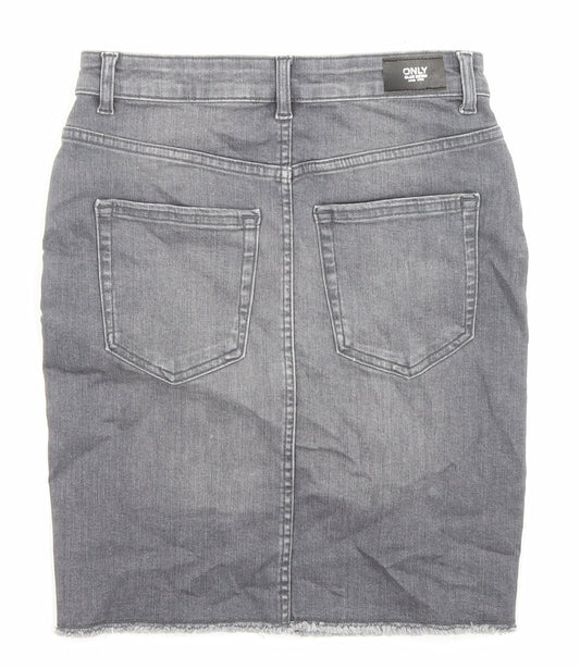 Only Womens Grey Cotton Bandage Skirt Size S Zip - Pockets