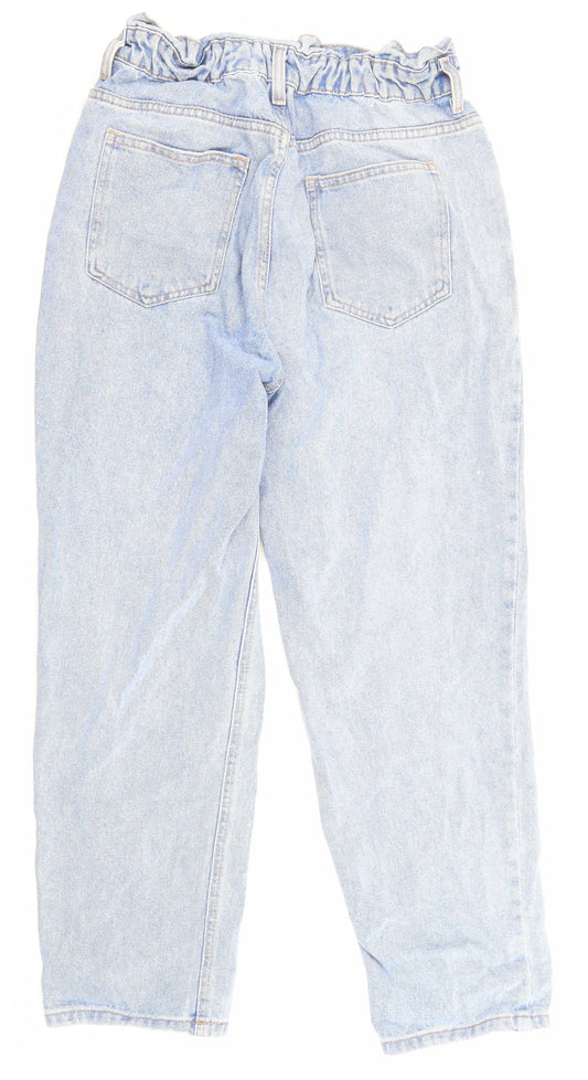 Denim & Co. Womens Blue Cotton Straight Jeans Size 12 L26 in Regular Zip - Pockets