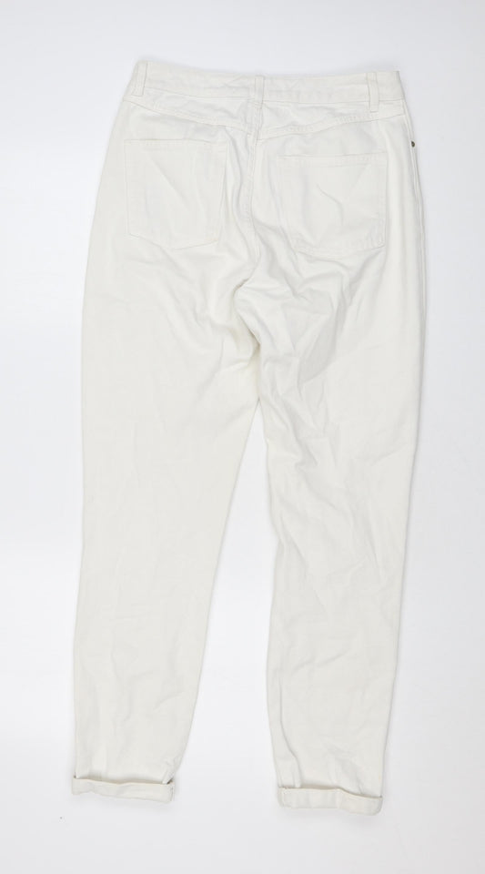 Topshop Womens White Cotton Mom Jeans Size 28 in L34 in Regular Zip