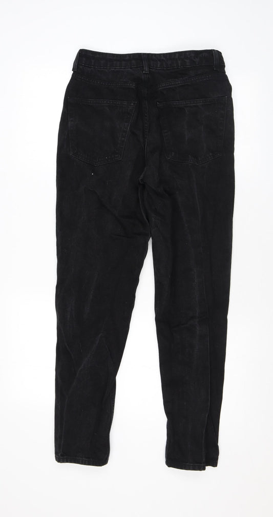 Topshop Womens Black Cotton Straight Jeans Size 28 L32 in Regular Zip