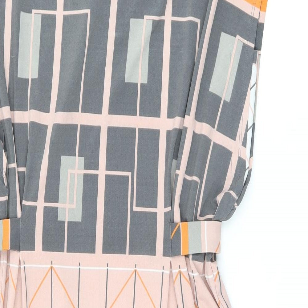 NEXT Womens Multicoloured Geometric Polyester Shift Size 12 V-Neck Pullover