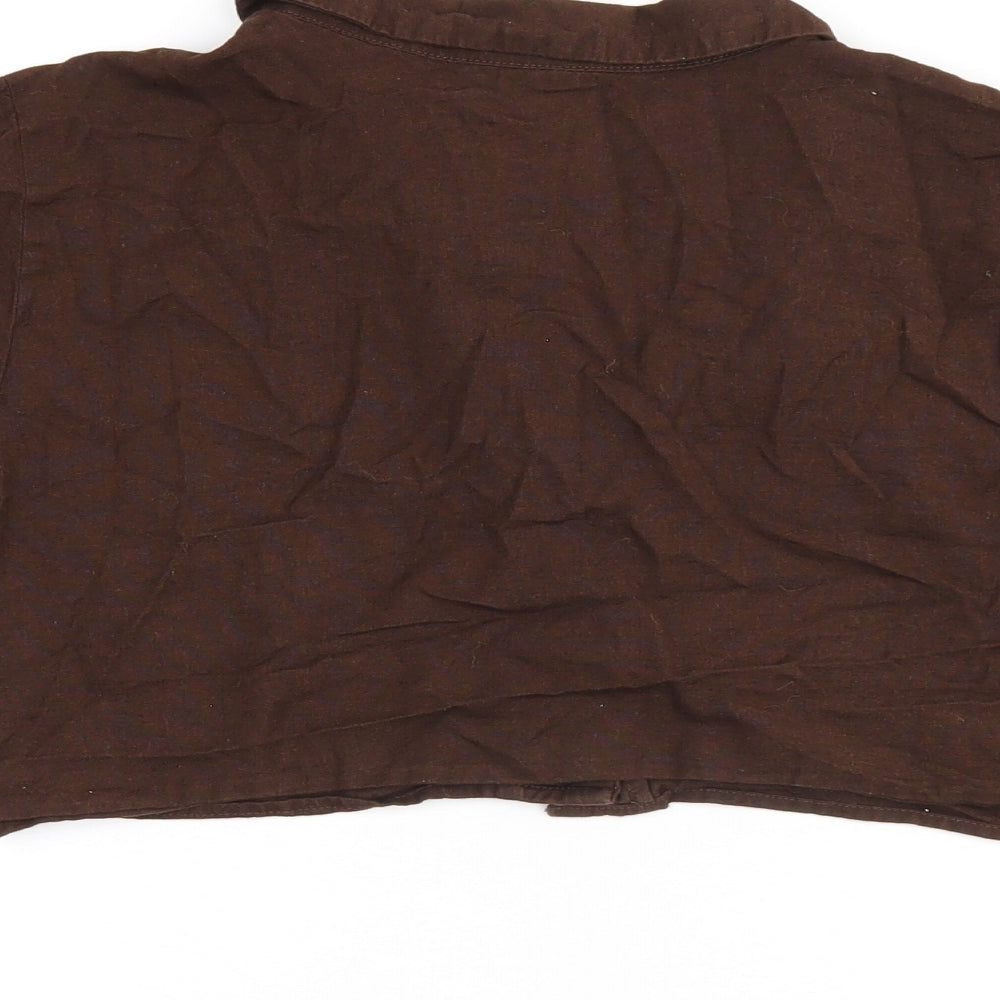 Womens UK Size 6 H&M Brown Cropped Button-Up