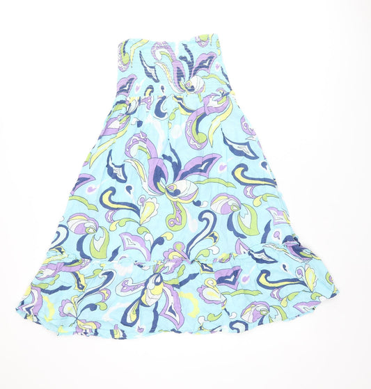 Bonmarché Womens Blue Geometric Viscose A-Line Size 10 Off the Shoulder Pullover