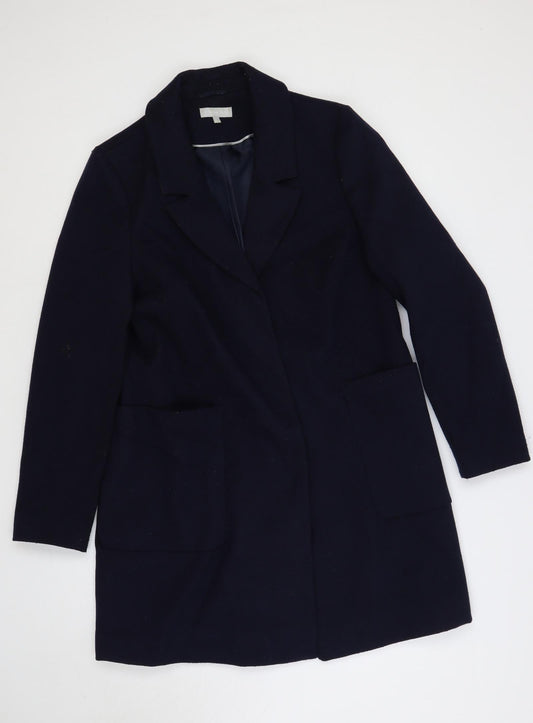 Womens UK Size 14 Red Herring Blue Overcoat