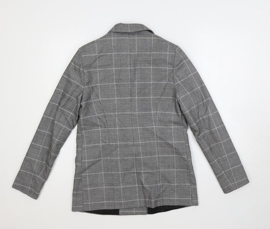 Linea Womens Grey Plaid Jacket Blazer Size 10 Button