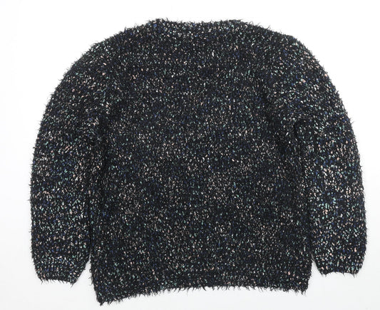 Cotton Traders Womens Black Round Neck Polyester Pullover Jumper Size 14